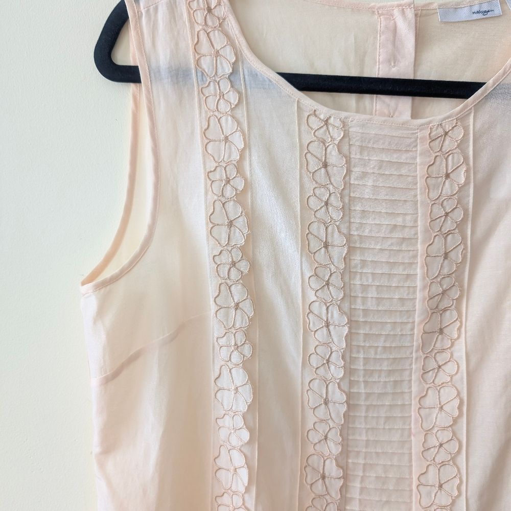 Halogen Blush Pink Peach Sleeveless Cotton Silk Blouse Size Medium - Picture 3 of 7